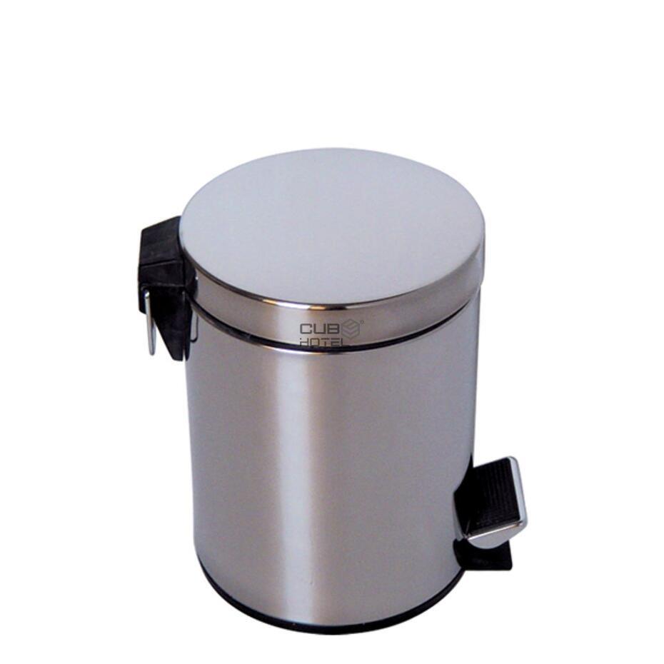Brushed Stainless Steel Pedal Bin with Soft-Close Lid 5L for Hotel
